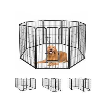 Ruie 8 Panel Adjustable Metal Pet Playpen Fence for Indoor and Outdoor Use