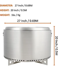 gaomon 27 Inches Stainless Steel Smokeless Fire Pit, Bottom Cross Stand with Round Cutout Design, with Handle for Camping Patio Backyard