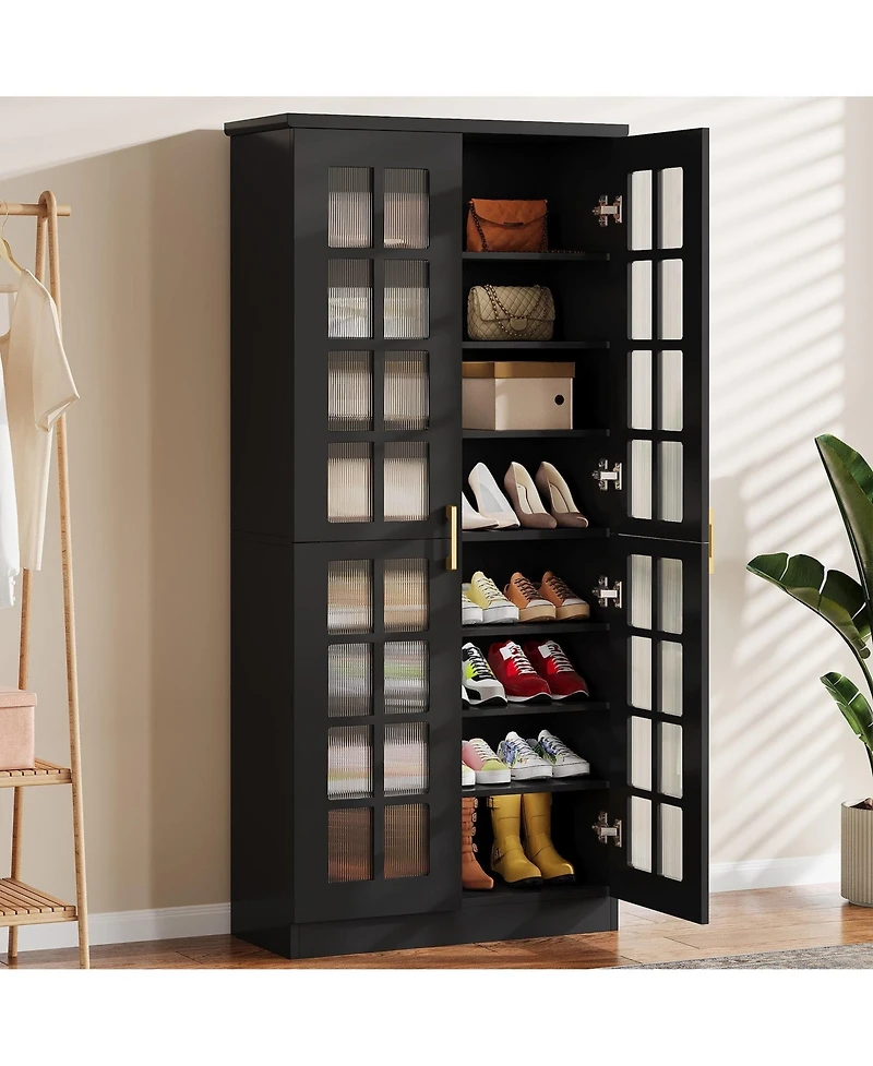 Slickblue Modern Shoe Cabinet with 8 Tier Adjustable Storage Shelves