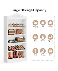 Slickblue Freestanding 72.8 Inch Wood Shoe Cabinet with 5 Tier Storage