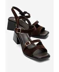Forever & Always Shoes Women's Yolen Leather Block Heel Sandal