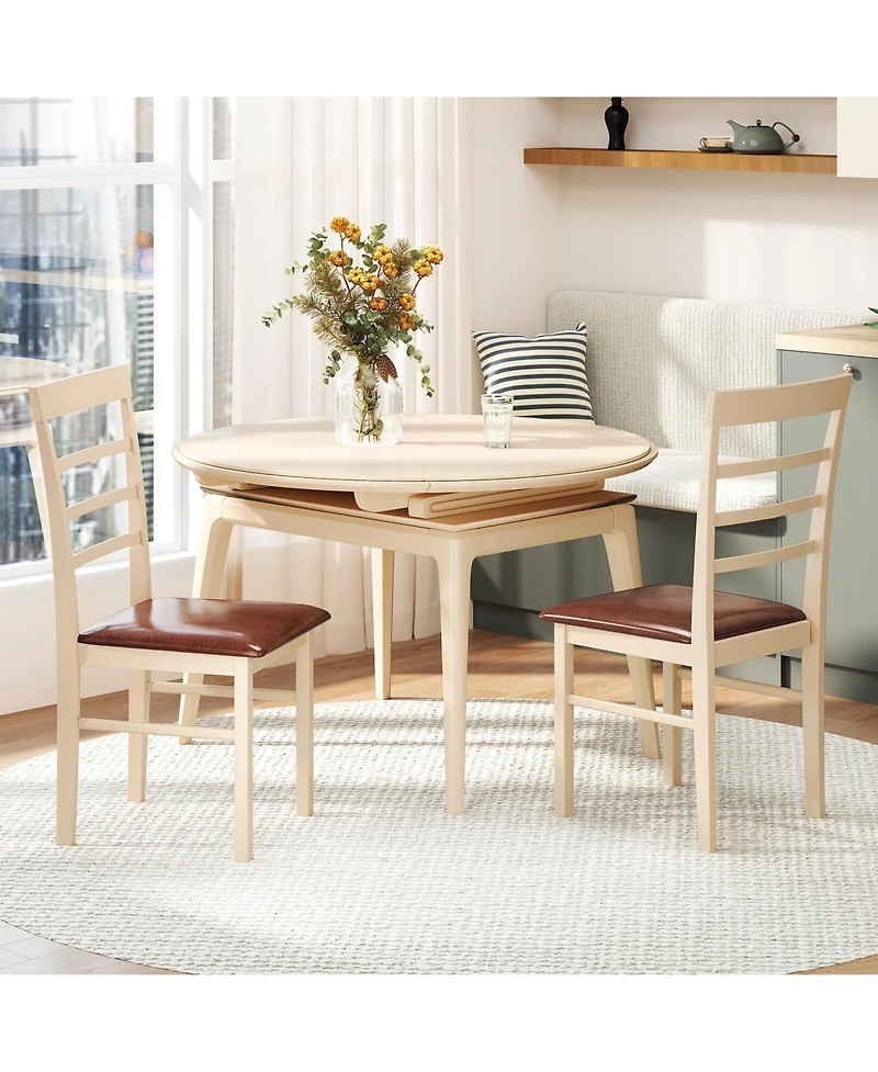 Costway Wooden dining chair with rubber wood frame padded seat for kitchen