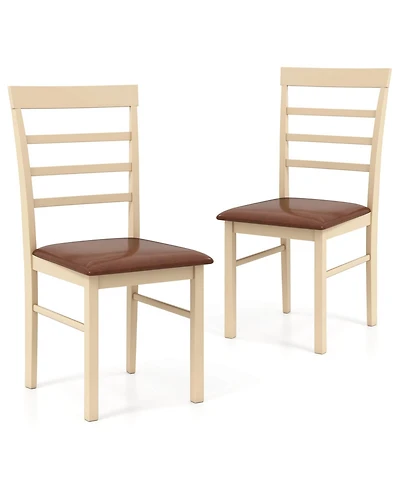 Costway Wooden dining chair with rubber wood frame padded seat for kitchen