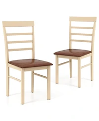 Costway Wooden dining chair with rubber wood frame padded seat for kitchen