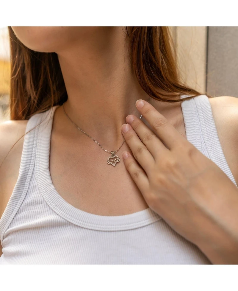Spero London Infinity Heart Love Sterling Silver Pendant Necklace