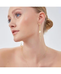 Spero London Chain and Stars Sterling Silver Drop Earring