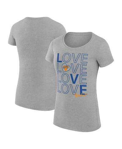 G-iii 4Her by Carl Banks Women's Heather Gray New York Knicks Super-Slim Fit Lightweight Basketball Love T-Shirt