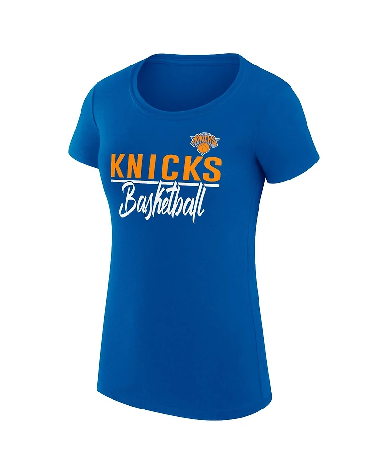 G-iii 4Her by Carl Banks Women's Blue New York Knicks Super-Slim Fit Lightweight Team Sport V-Neck T-Shirt