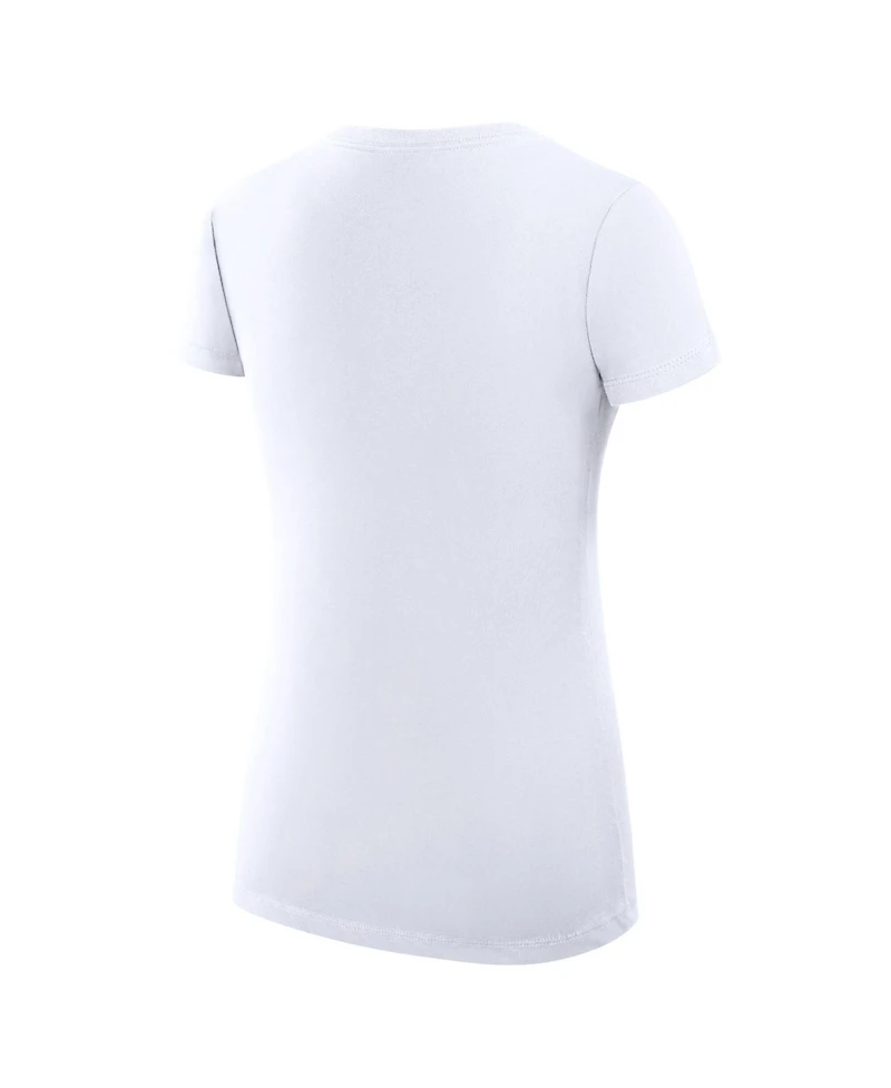 G-iii 4Her by Carl Banks Women's White New York Knicks Super-Slim Fit Lightweight Filigree Logo V-Neck T-Shirt