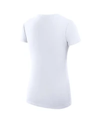 G-iii 4Her by Carl Banks Women's White New York Knicks Super-Slim Fit Lightweight Filigree Logo V-Neck T-Shirt