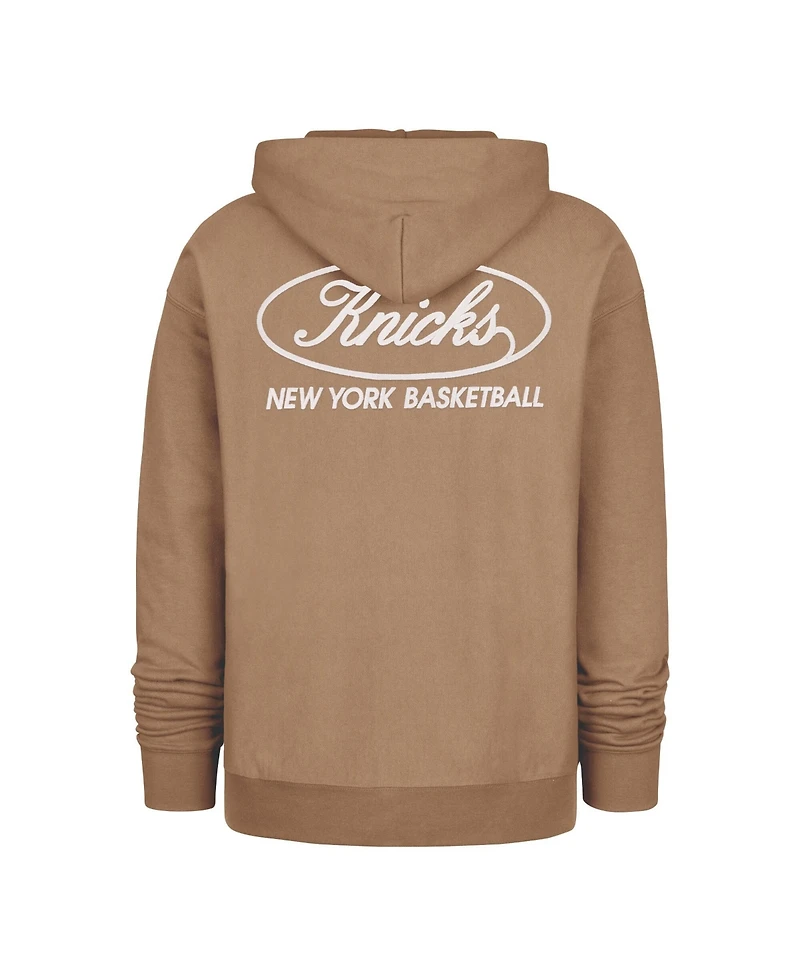 '47 Brand Men's Khaki New York Knicks Triple Double Foundation Premium Hoodie Sweatshirt