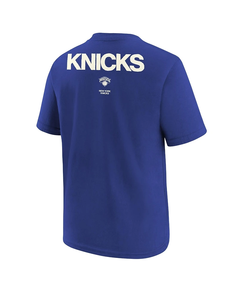 Jordan Big Boys and Girls Royal New York Knicks Courtside Statement 85 T-Shirt