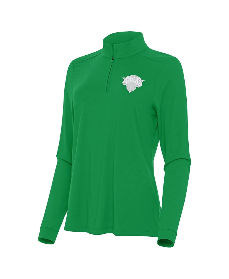 Antigua Women's Kelly Green New York Knicks St. Patrick's Day Intent Quarter-Zip Sweatshirt