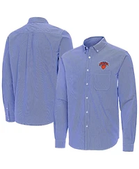 Antigua Men's New York Knicks Porter Woven Long Sleeve Button-Down Shirt