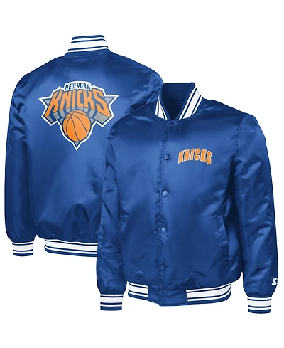 Starter Men's Blue New York Knicks Logo Varsity Full-Snap Jacket