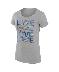 G-iii 4Her by Carl Banks Women's Heather Gray New York Knicks Super-Slim Fit Lightweight Basketball Love T-Shirt