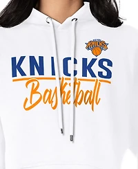 G-iii 4Her by Carl Banks Women's White New York Knicks Graphics Fleece Pullover Hoodie