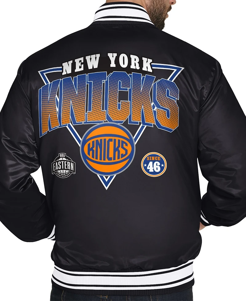 Starter Men's Black New York Knicks Triangle Full-Snap Varsity Jacket