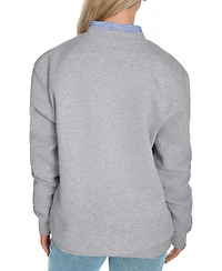 Starter Women's Gray New York Knicks Arch Stripe Fleece Crewneck Sweatshirt