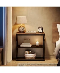 Slickblue Narrow Side Table with 3 Storage Shelves and Metal Frame