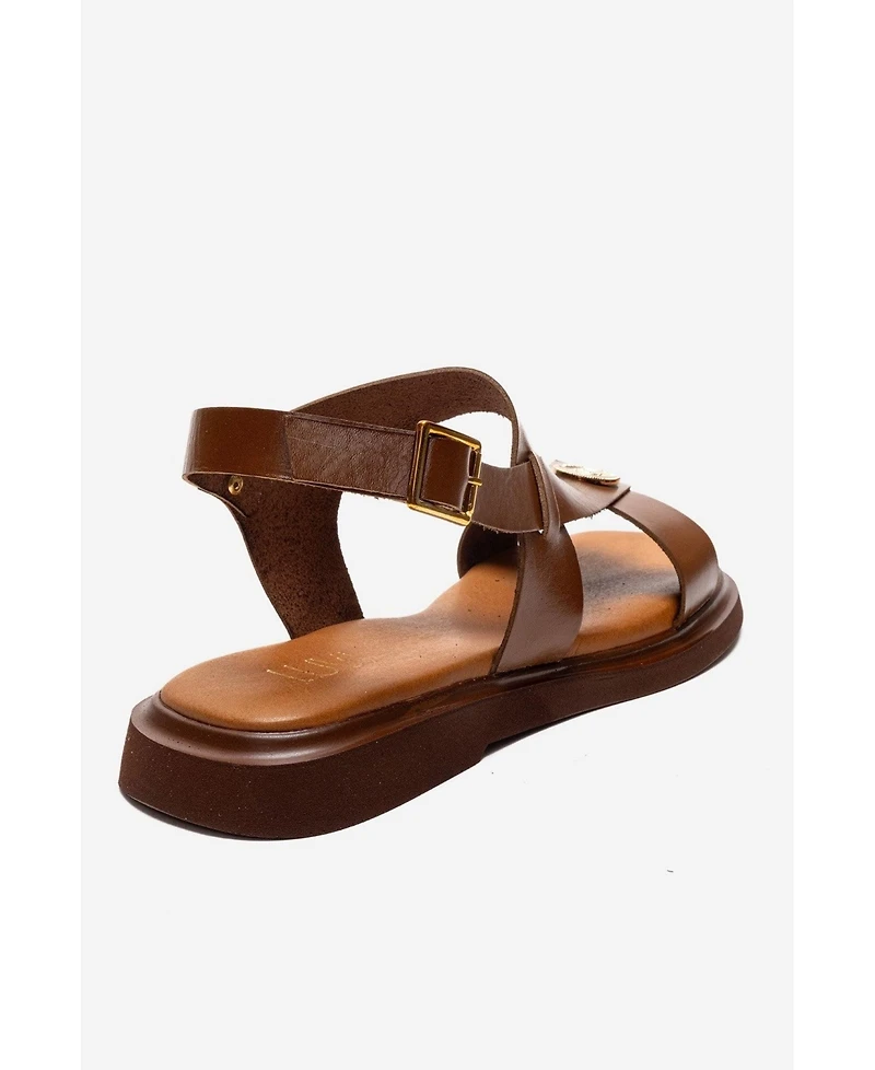 Forever & Always Shoes Women's Quella Leather Buckle Sandal