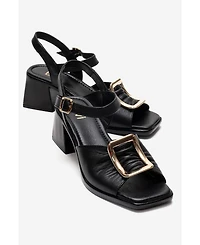 Forever & Always Shoes Women's Asha Leather Block Heel Sandal