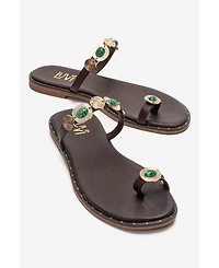 Forever & Always Shoes Women's Martinez Leather Thong Sandal