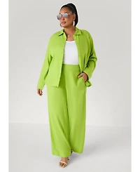 Ashley Stewart Women's Long Sleeved Linen Blend Shirt