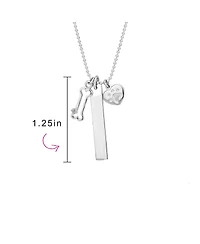 Bling Jewelry Paw Print Dog Tag Pendant Necklace Pet Lover Heart and Bone Charm .925 Sterling Silver