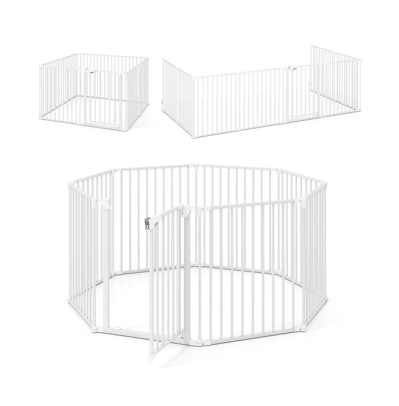 Ruie 8 Panel Extra Wide Pet Gate with Auto-Close Door and 270 Degree Hinges
