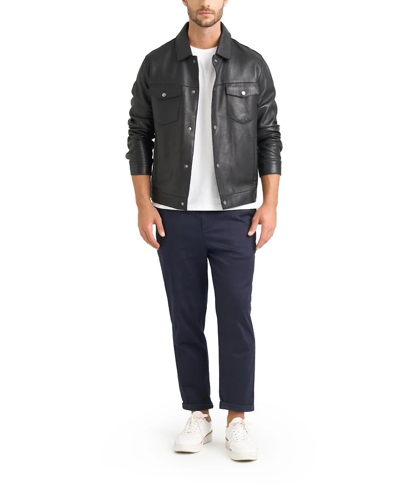 Velez Men's Lucca Leather Jacket Trucker Silhouette