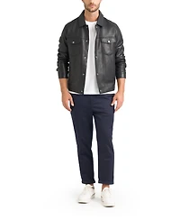 Velez Men's Lucca Leather Jacket Trucker Silhouette