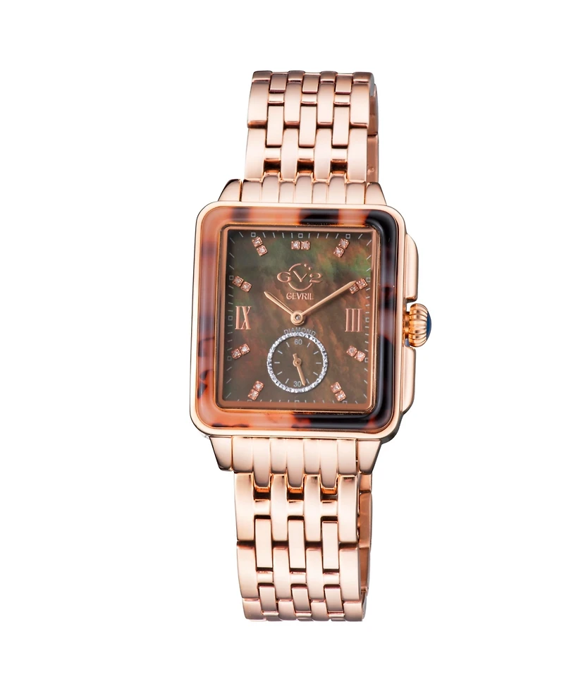 GV2 by Gevril Women's Bari Tortoise Swiss Quartz Diamond Ip Stainless Steel Bracelet Watch