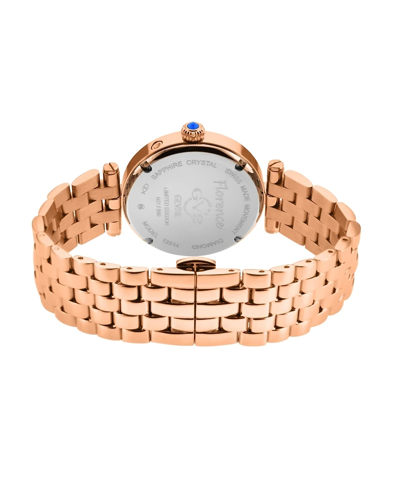 GV2 by Gevril Women's Florence Swiss Quartz Diamond Ip Stainless Steel Bracelet Watch