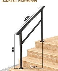 gaomon 2-Pack Adjustable Metal Hand Rails for Outdoor Steps 4-Step Stair Railing Kit Weatherproof and Comfortable Grip for Concrete