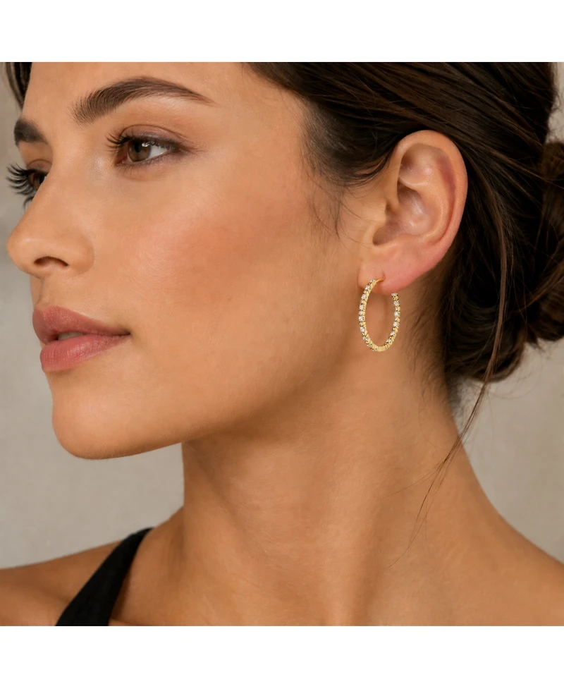 Simona Radiant Bezel-Set and Prong Inside-Outside Cz Hoop Earrings