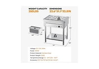Aecojoy Commercial Food Warmer 1500W Electric Steam Table with 4x10QT Pans and Shelf