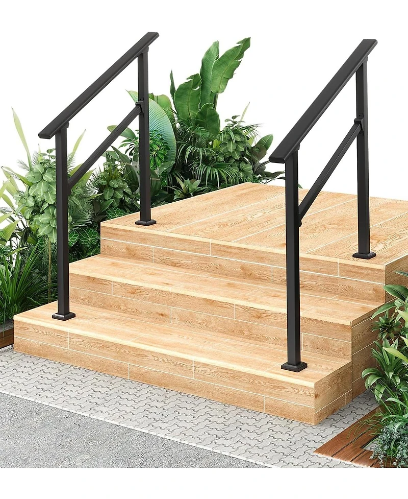 gaomon 2-Pack Adjustable Metal Hand Rails for Outdoor Steps 3-Step Stair Railing Kit Weatherproof and Comfortable Grip for Concrete
