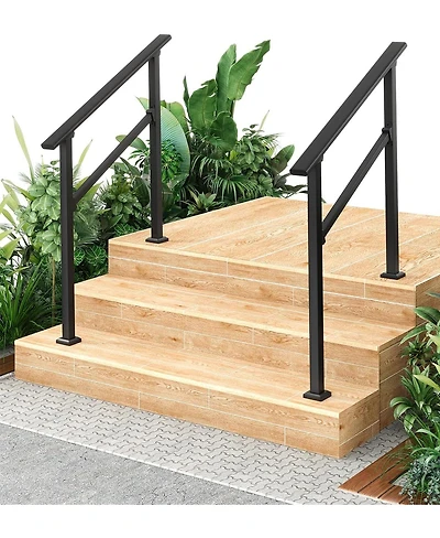gaomon 2-Pack Adjustable Metal Hand Rails for Outdoor Steps 3-Step Stair Railing Kit Weatherproof and Comfortable Grip for Concrete