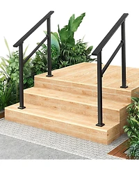 gaomon 2-Pack Adjustable Metal Hand Rails for Outdoor Steps 3-Step Stair Railing Kit Weatherproof and Comfortable Grip for Concrete