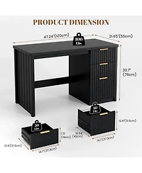 Vlsrka Computer Desk With File Drawers And Storage