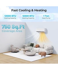 Costway 12000 Btu 230 V Mini Split Air Conditioner and Heater with 1 Ton Heat Pump Installation Kit