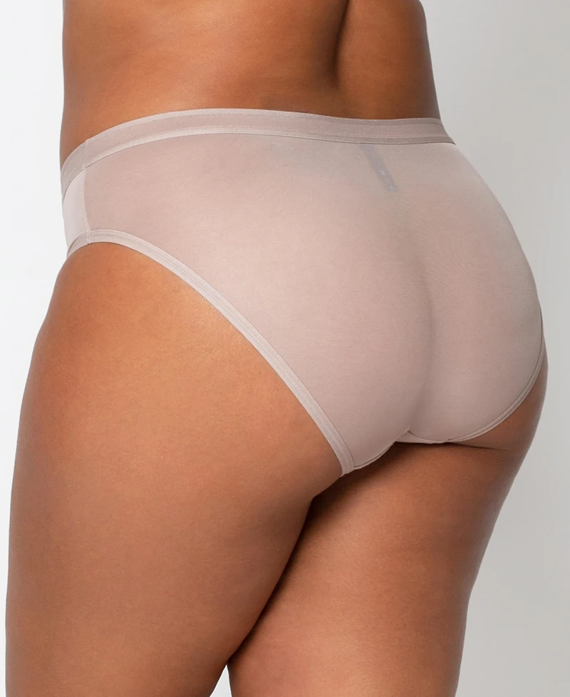 Curvy Couture Women's Sheer Mesh High Cut Brief Panty