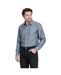Level 7 Men's American Heritage Collection Pleated Front Chambray Shirt