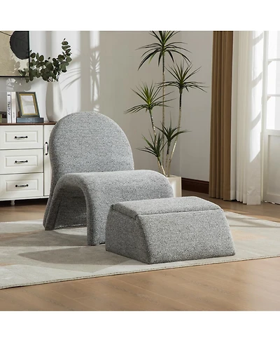 Streamdale Furniture Modern Upholstered Armless Chair with Storage Ottoman