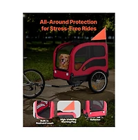 Ruie Foldable Dog Bike Trailer Pet Bicycle Carrier for Small Large Dogs up to 100 lbs
