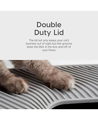 Iris Usa Premium Top Entry Cat Litter Box with Scoop and Enclosed Design, Gray
