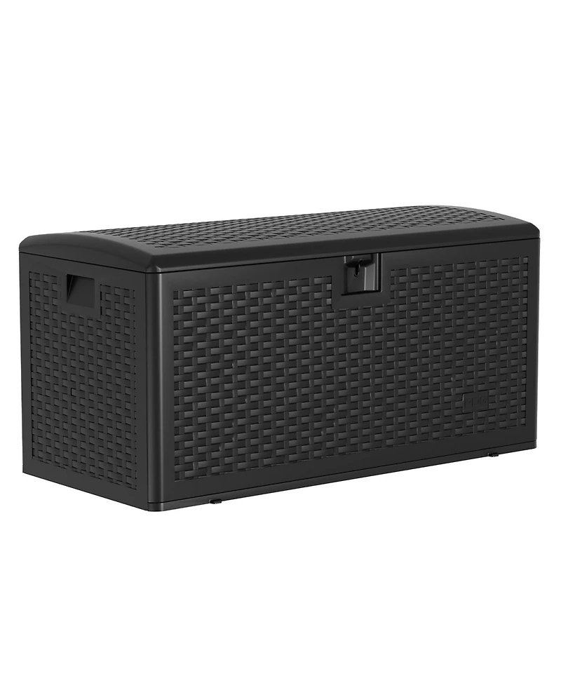GarveeLife 73 Gallon Large Resin Deck Storage Box Lockable Outdoor Organizer for Patio Garden Tools Pool Toys Furniture Cushions Durable Chest