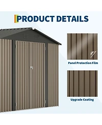 GarveeLife Outdoor Metal Storage Shed with Floor Frame Clear Window and Lockable Doors for Garden Backyard and Patio Use