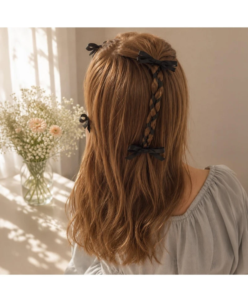 Puttisu Girls Ribbon Bow Clip Set (4pc)